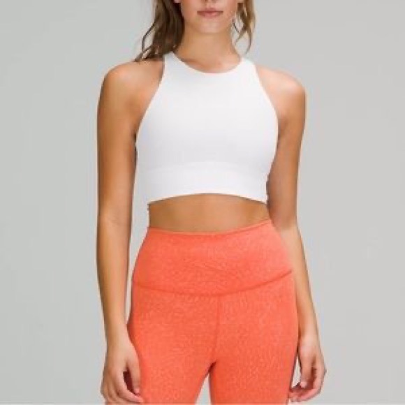 lululemon athletica Other - Lululemon Energy Bra High Neck Longline Ribbed Luxtreme White Size 10